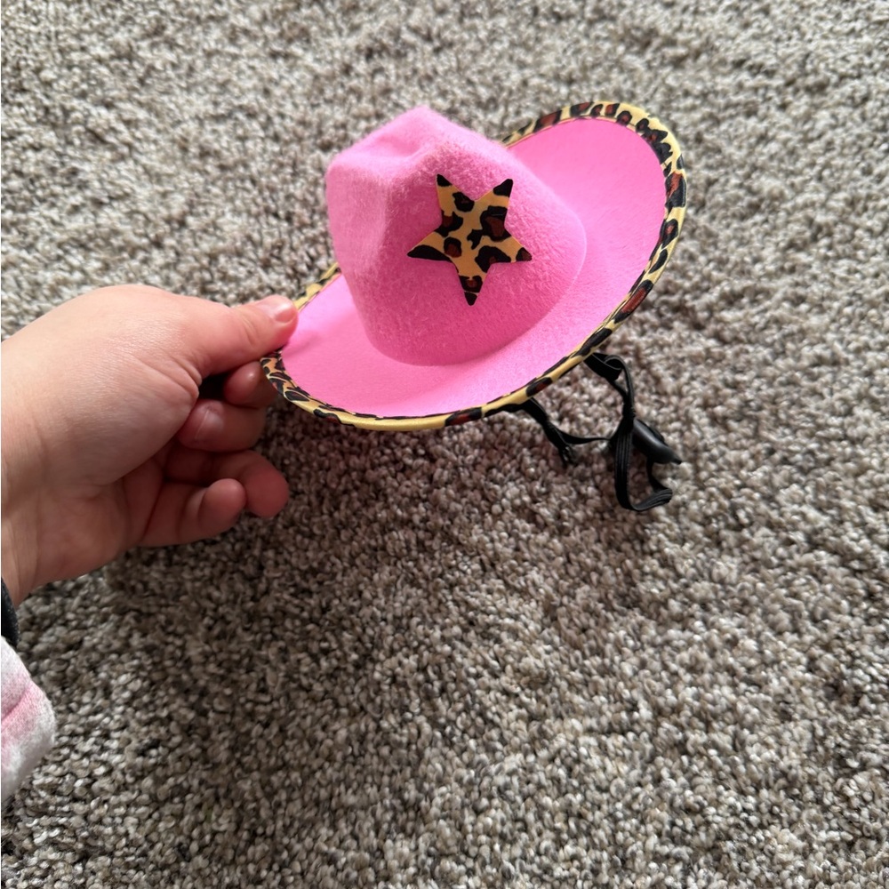 Leopard Star Pink Cowboy Hat for Dogs